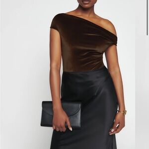 Reformation Rich Brown Velvet Top